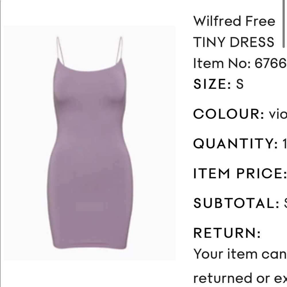Aritzia Wilfred Tiny Dress violet haze
